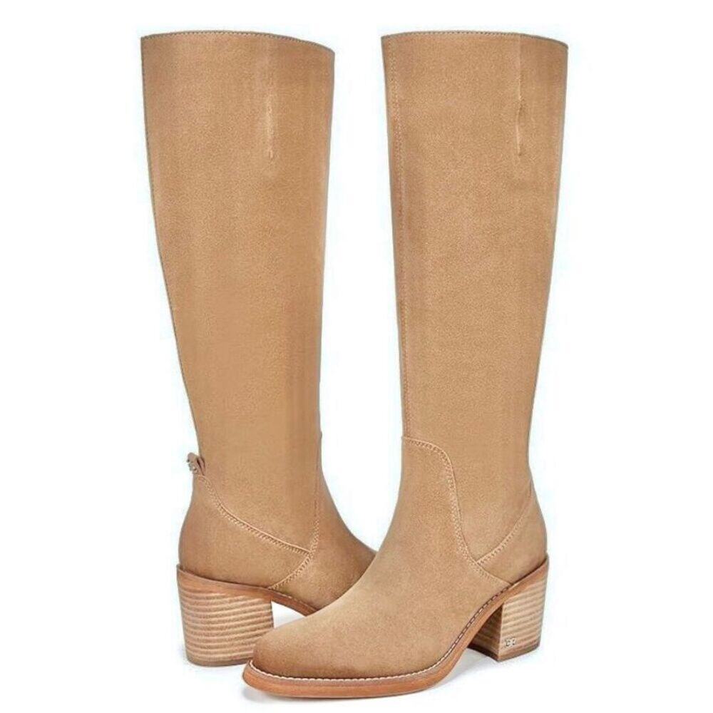 Sam Edelman Soyer Knee High Boots Size 5 Leather‎ Suede Caramel NEW